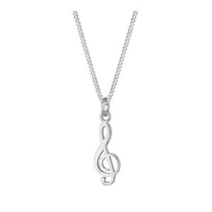 Collier pendentif clé de sol en argent